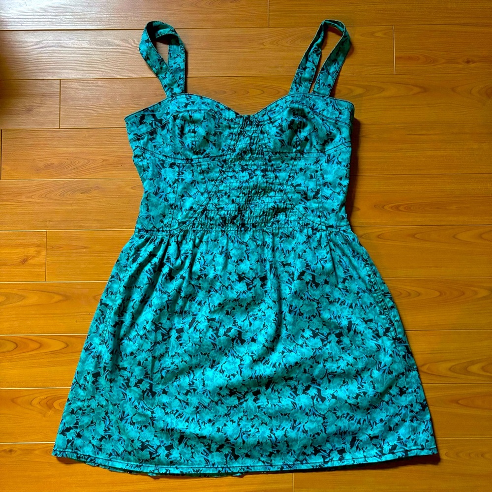 Free People Teal and Black Mini Dress
